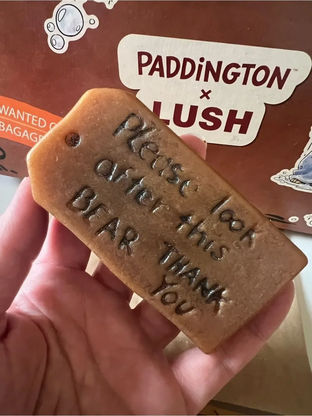 Lush X Paddington Soap PLEASE LOOK AFTER THIS BEAR THANK YOU 3.5 oz